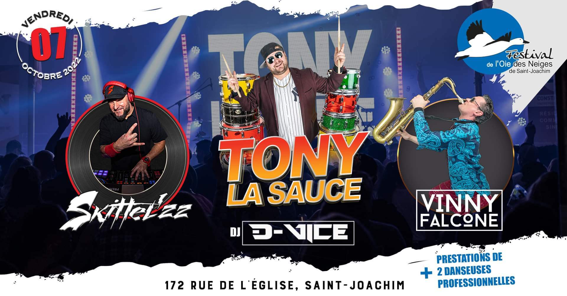 Tony La Sauce avec DJ Skittel’ZZ, le saxophoniste Vinny Falcone et DJ Vice